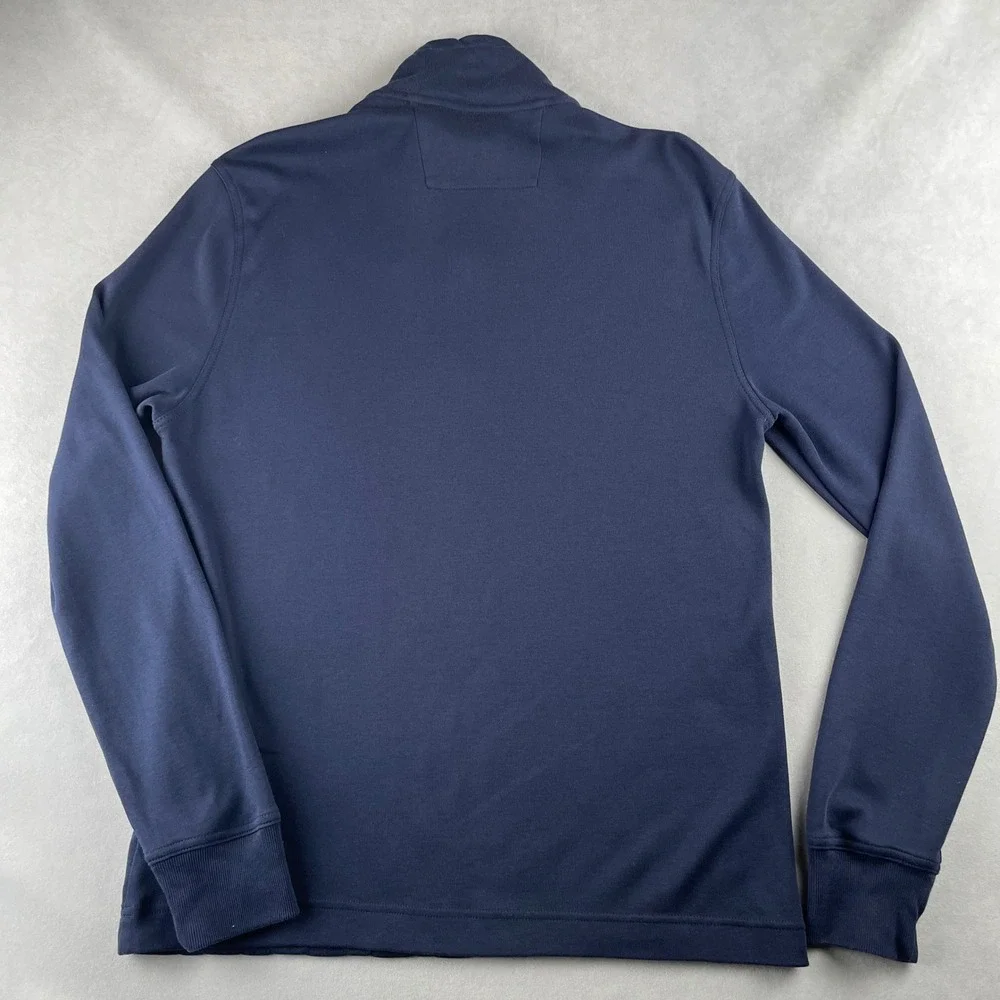 Banana Republic Sweater Mens M Navy Blue Quilted Quarter Zip Pullover Golf Layer